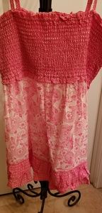 Floral, smocked, and ruffled, halter top.